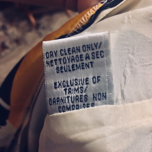 Silk dress small shift yellow navy off white - Picture 7 of 8